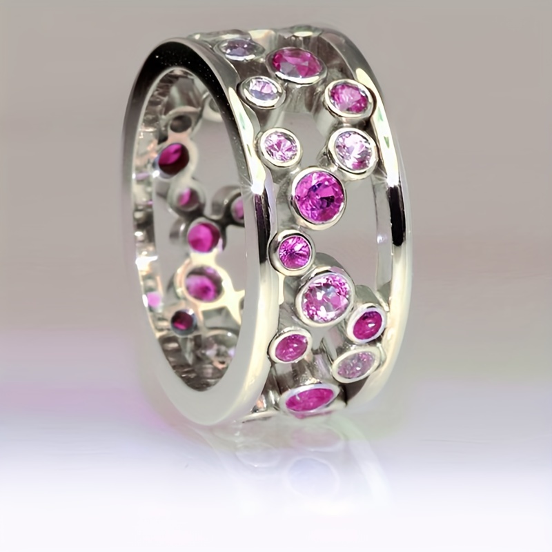 Zirconia Silver Plated Hollow Ring - Y2K Jewelry